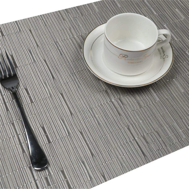 Rectangular Grey Beaded Table Mats PVC