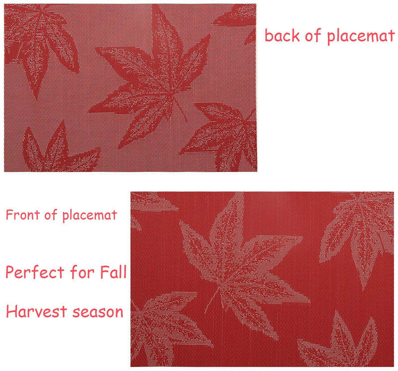 Square Maple Leaf Red Placemats Kitchen