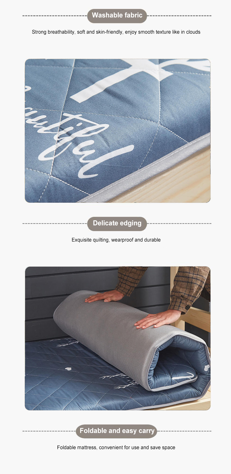 Thin Bunk bed Mattress Roll Foldable