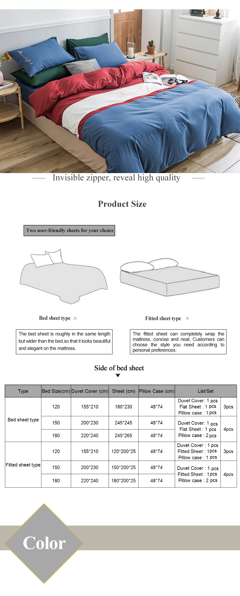 Bed Sheets 1800 Series For Home Textile
