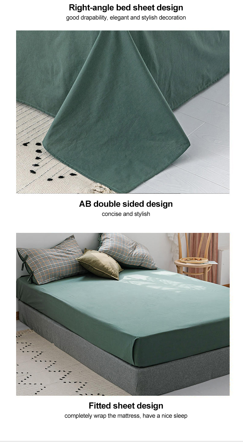 Bed Sheet Set Gray Gingham Queen Bed