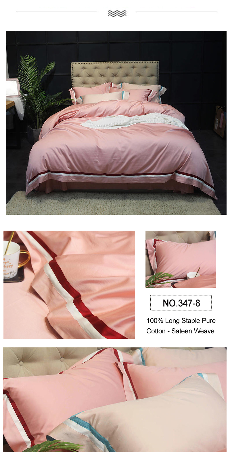 Peach Puff 4PCS Bedsheet 100% Long Staple Cotton