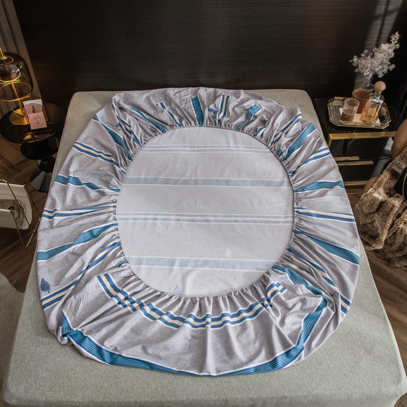 Stain Resistant Soft Bedsheet Single Washed Blue Striped Bedding Set