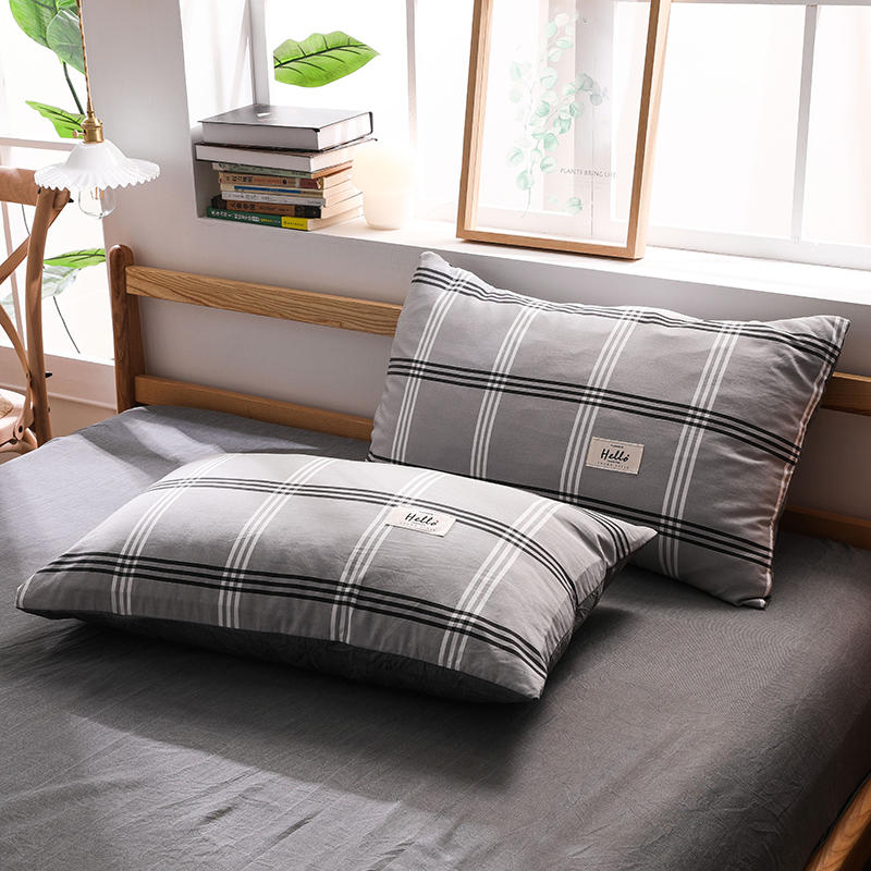 Bed Sheet Set Home Textile Light Grey Gingham