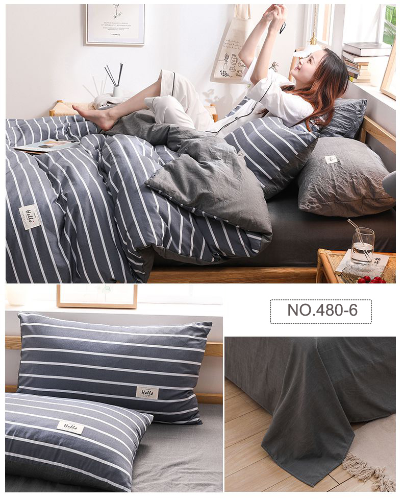 Light Grey Gingham Bed Sheet Set High Quality