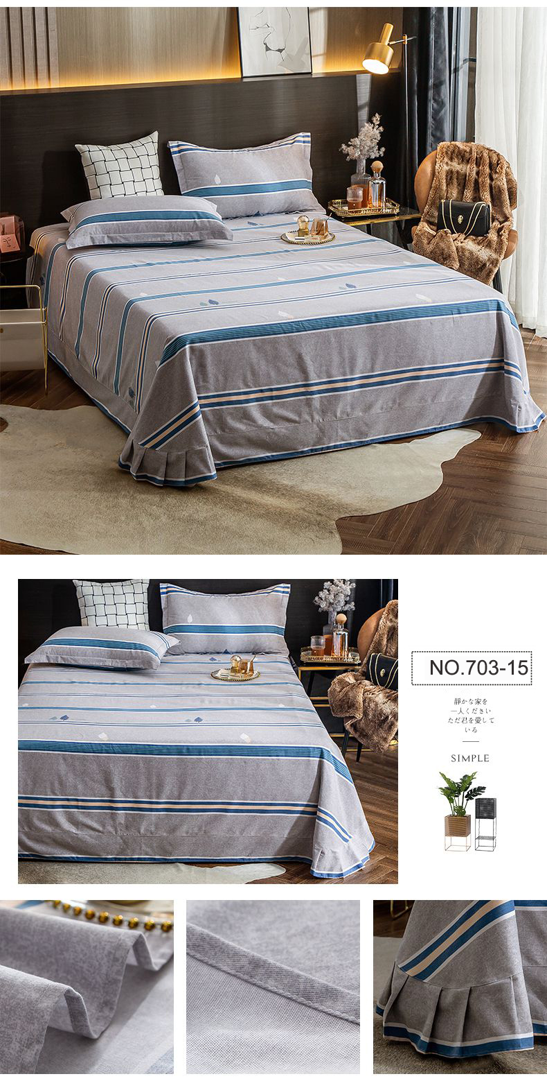 Soft Comfortable Striped Double Bed Linen Bedsheet
