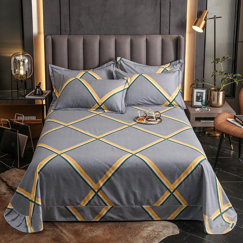 For Blue Geometric Home Textile Bed Sheet Set