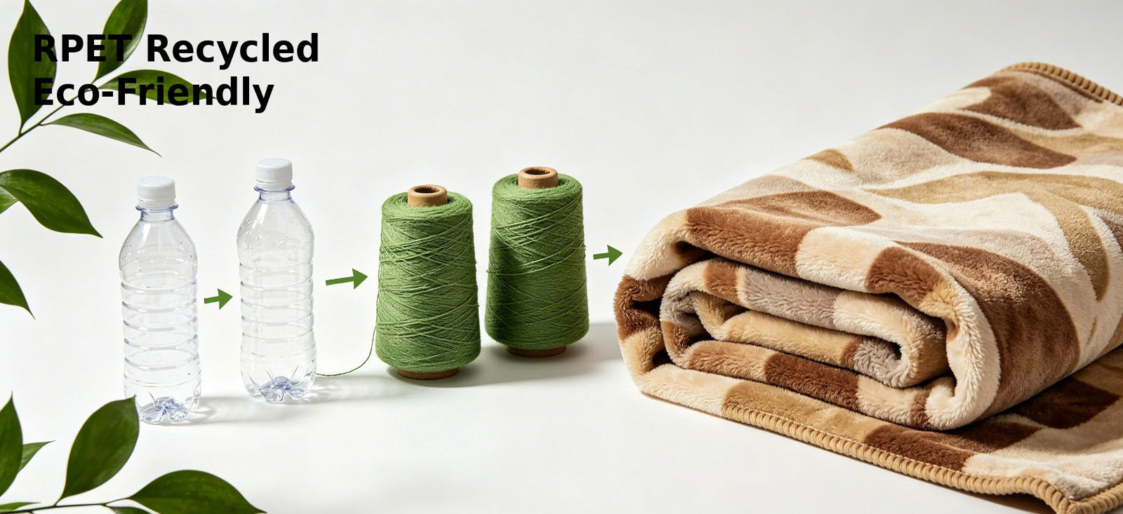 Recycled polyester feedstock and finished raschel relief blanket