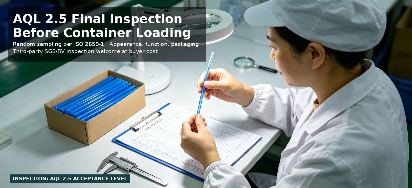 Emergency water purifier components checked during final inspection for bulk procurement review