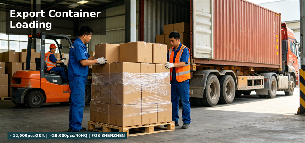 Emergency shower bag cartons prepared for container loading for procurement review and emergency hygiene allocation