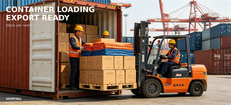 Emergency canopy cartons prepared for export container loading for bulk procurement review