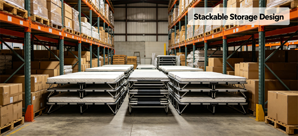 Emergency folding bed deployment image for sample review for temporary shelter projects and field supply planning