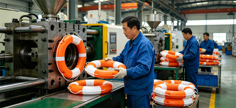 Rescue Lifebuoys showing moulding production for flood response deployment and multi-site supply planning
