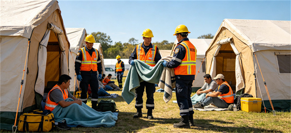 Extreme cold relief blanket field team distribution for carton planning and emergency dispatch confirmation