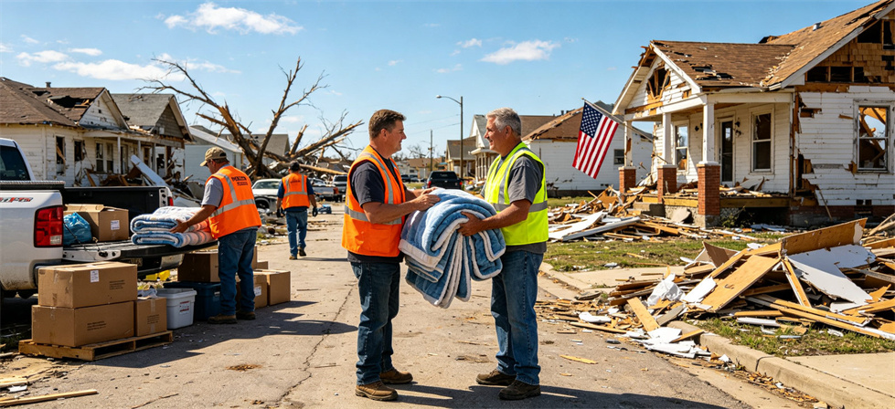Relief blanket disaster area delivery for custom label discussion and destination identification needs