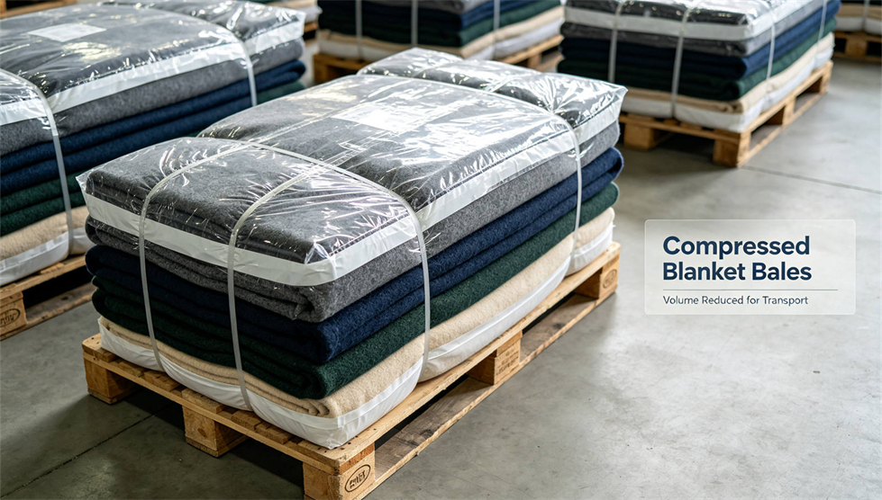 Emergency blanket packing presentation showing solid color brown package for institutional procurement review