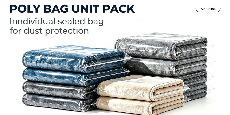 Emergency blanket packing presentation showing solid color dark blue for institutional procurement review