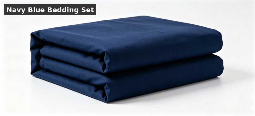 Navy blue bedding set white bg for institutional procurement, inspection and supply planning