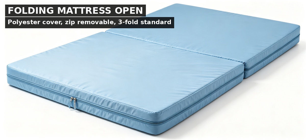Disaster relief mattresses folding open for institutional procurement, inspection and supply planning Disaster relief mattresses folding open for institutional procurement, inspection and supply planning
