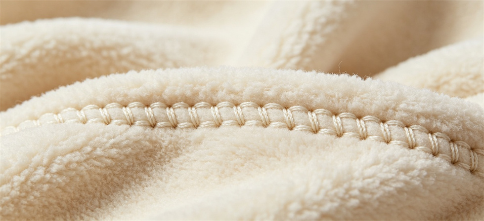 Blanket sample overlock stitch shown for inspect surface and edges in institutional blanket procurement review Blanket sample overlock stitch shown for inspect surface and edges in institutional blanket procurement review