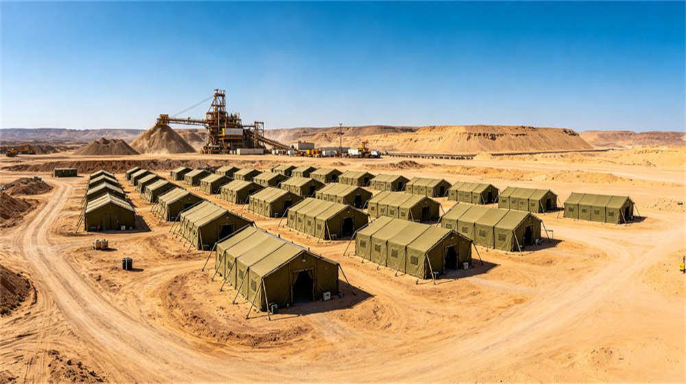 Mining camp supplies product range tents bedding lighting and PPE equipment