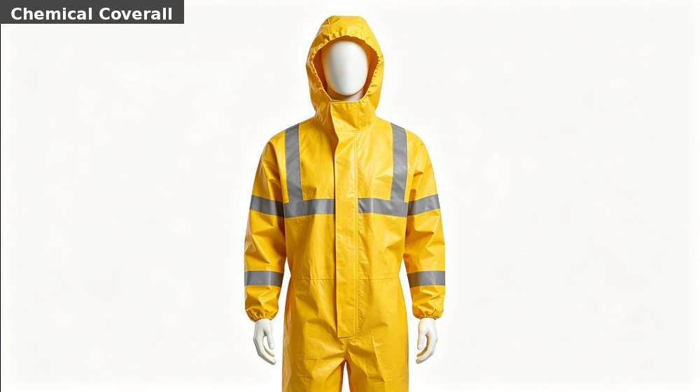 Level C chemical splash coverall with hood and reflective trim for routine industrial protection Level C chemical splash coverall with hood and reflective trim for routine industrial protection