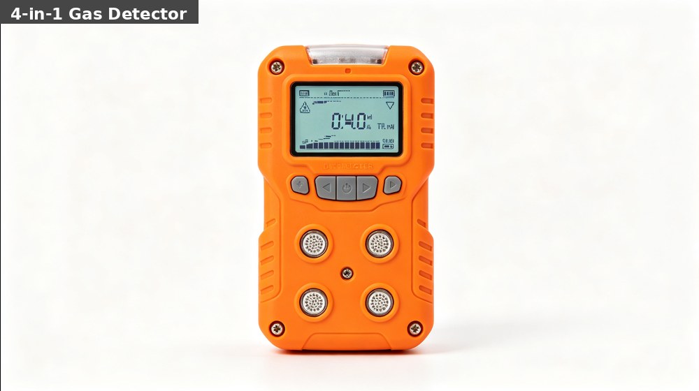 Portable four-in-one gas detector for oxygen and hazardous gas checks in industrial work areas