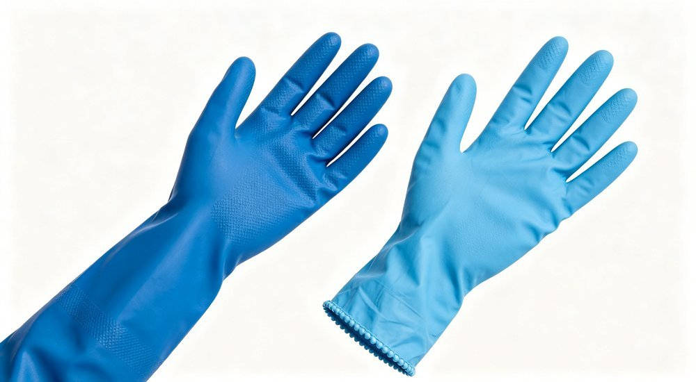 Comparison of chemical gloves comparison of medical gloves comparison showing visible product details for bulk protective equipment evaluation