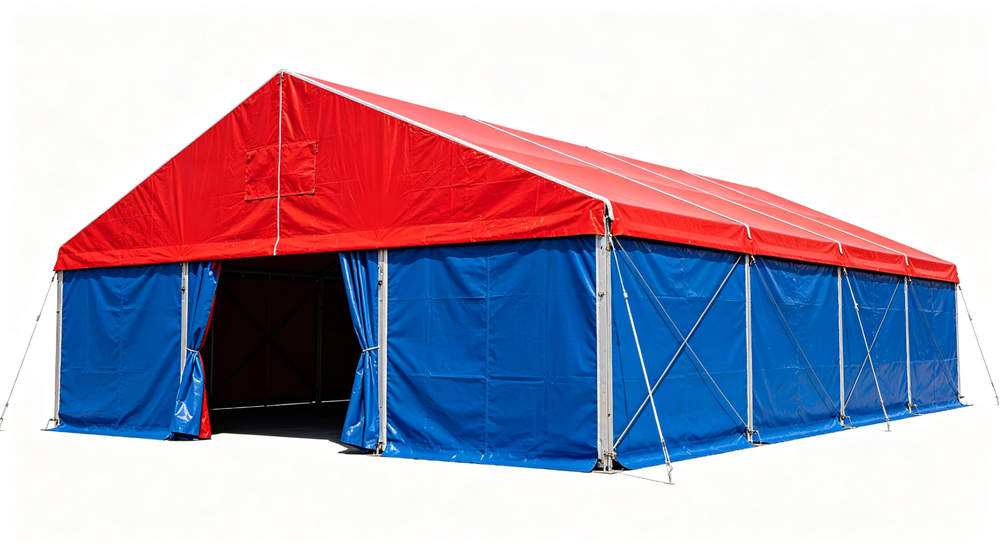 red and blue commercial frame tent main product for B2B wholesale procurement