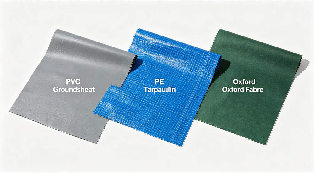 three tent groundsheet materials pvc pe tarpaulin oxford fabric