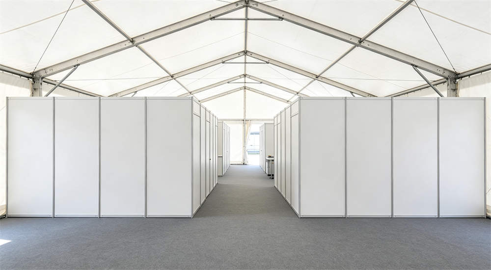 frame tent interior partition walls dividing accommodation areas