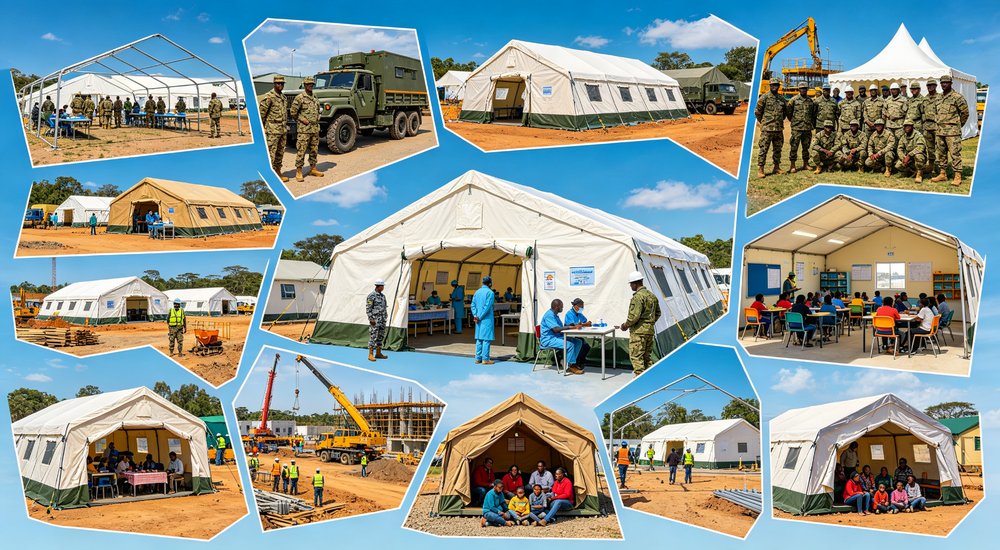 Frame tent global applications collage