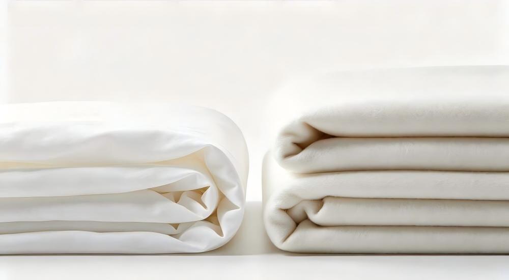 GSM weight comparison showing thin medium and heavy bedding fabric options