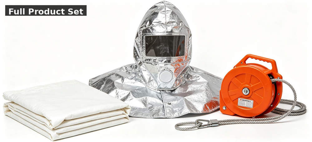 Fire blanket used to control a small kitchen fire during safety training for government stockpile, institutional supply and emergency