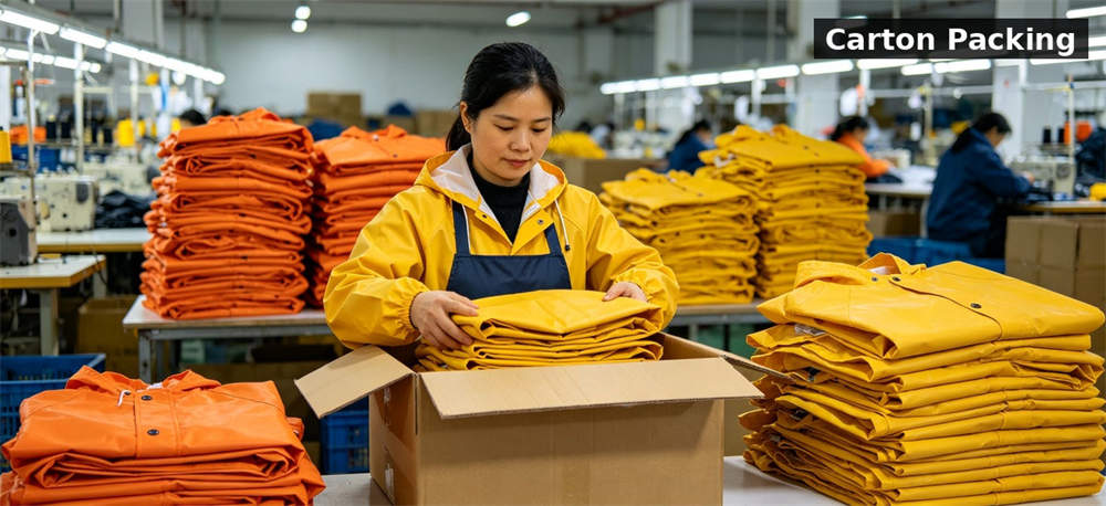 Factory packing raincoats for institutional procurement, inspection and supply planning