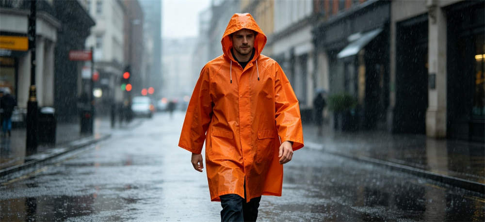Raincoat orange eva city walking for institutional procurement, inspection and supply planning