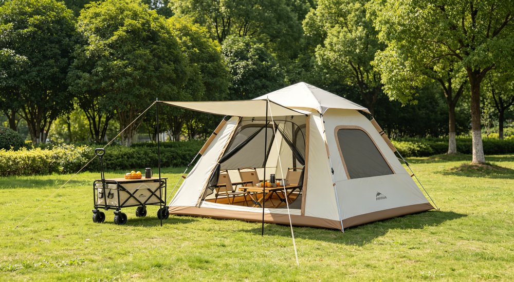 Emergency response tent captured during active deployment showing professional grade construction wind resistant frame and waterproof covering designed for long term use in challenging field