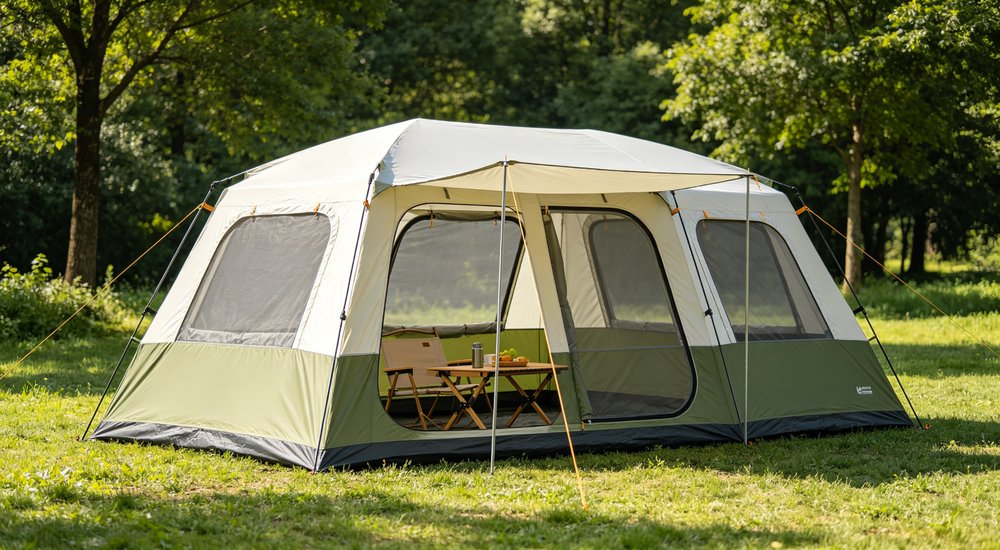 Field deployed emergency shelter showing robust frame construction waterproof material and practical design features meeting international standards for disaster response and refugee accommodation