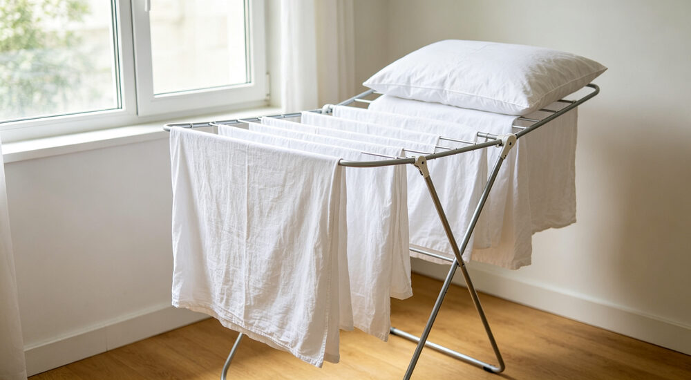 Commercial laundry facility scene with industrial washing machines processing institutional bedding for high volume facilities suitable for emergency shelters hospitals universities and hotels requiring durable comfortable bedding solutions
