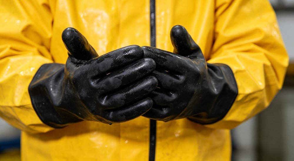 Chemical resistant gloves for decontamination work, protective gloves, product shot decontamination shower system for hazmat emergency response red and white inflatable emergency tent for disaster relief operations