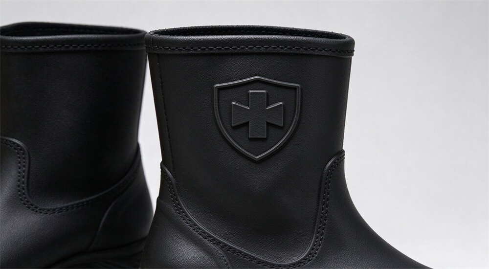 Custom OEM logo on flood rescue boots shaft, private label embossed team name, wholesale supplier China, minimum order quantity by contract Custom OEM logo on flood rescue boots shaft, private label embossed team name, wholesale supplier China, minimum order quantity by contract