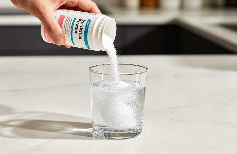 Electrolyte powder poured into water prevents heat stroke better than drinking plain water alone during heatwaves