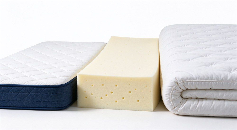 Three school mattress types thickness comparison for wholesale school mattresses, contrasting foam density and cushion layers for bunk bed mattress selection in dormitory procurement