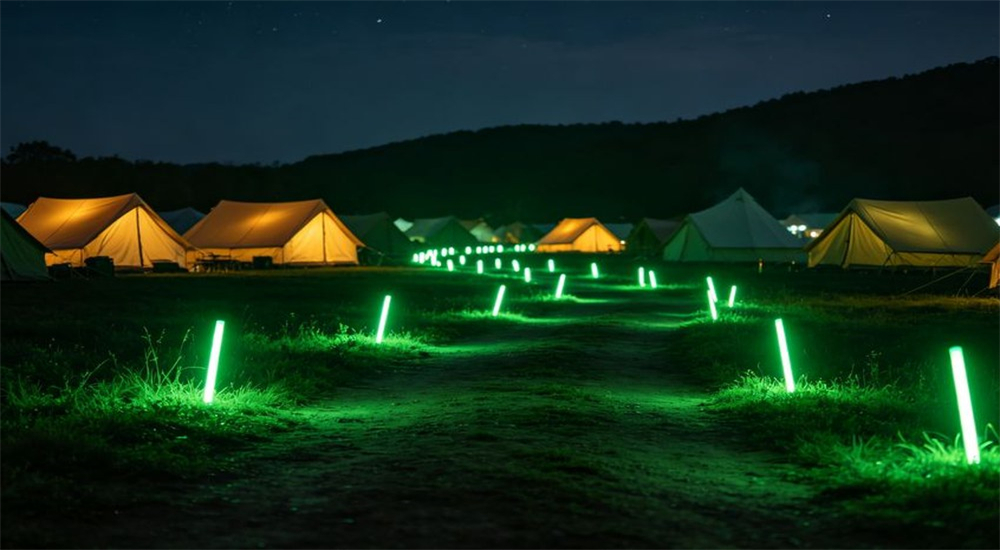 Remote camp dining and recreation area with mess tent tables benches for workers