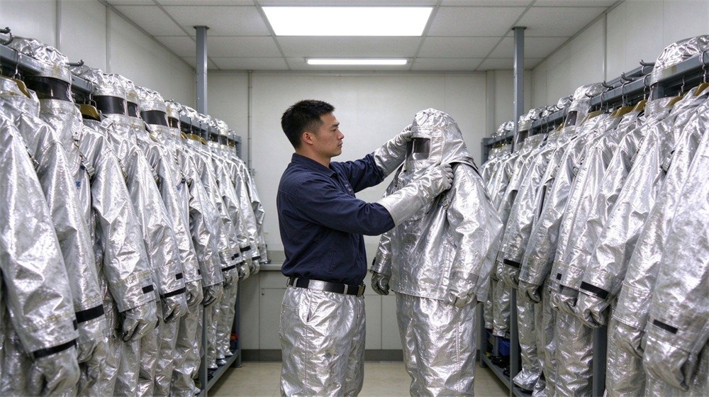 heat protective suit delivery loading warehouse professional grade certified standard high quality durable reliable industrial safety equipment for bulk wholesale supply from China factory direct heat protective suit delivery loading warehouse professional grade certified standard high quality durable reliable industrial safety equipment for bulk wholesale supply from China factory direct