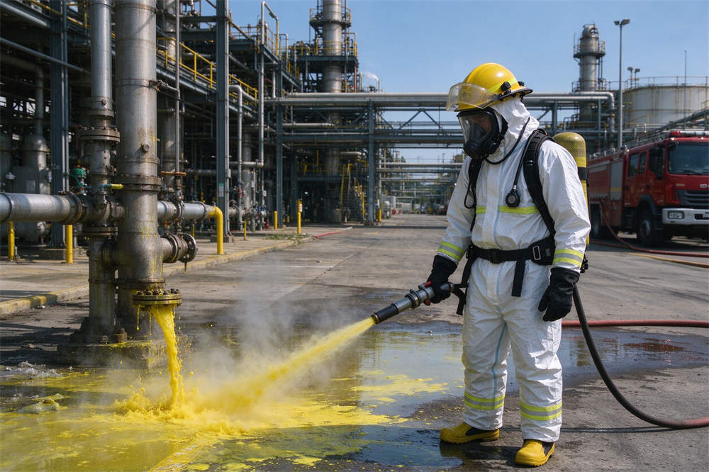 Emergency shower station and eyewash combination, decontamination equipment for chemical spill response and industrial safety