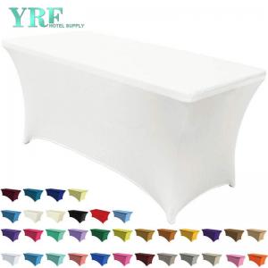 4ft/48L x 24W x 30H Ivory Polyester Rectangular Stretch Spandex Table Covers